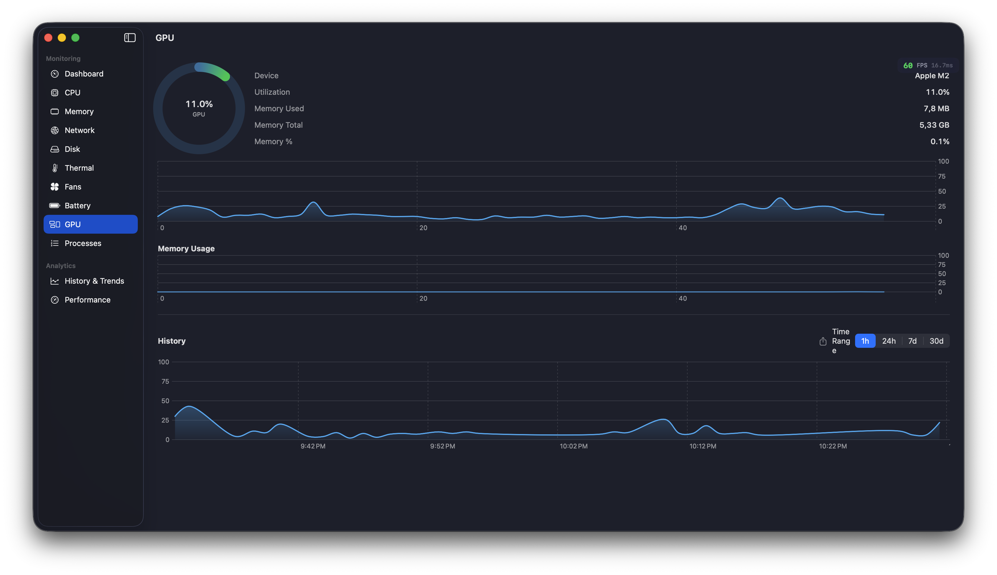 GPU module with utilization, memory, and device info
