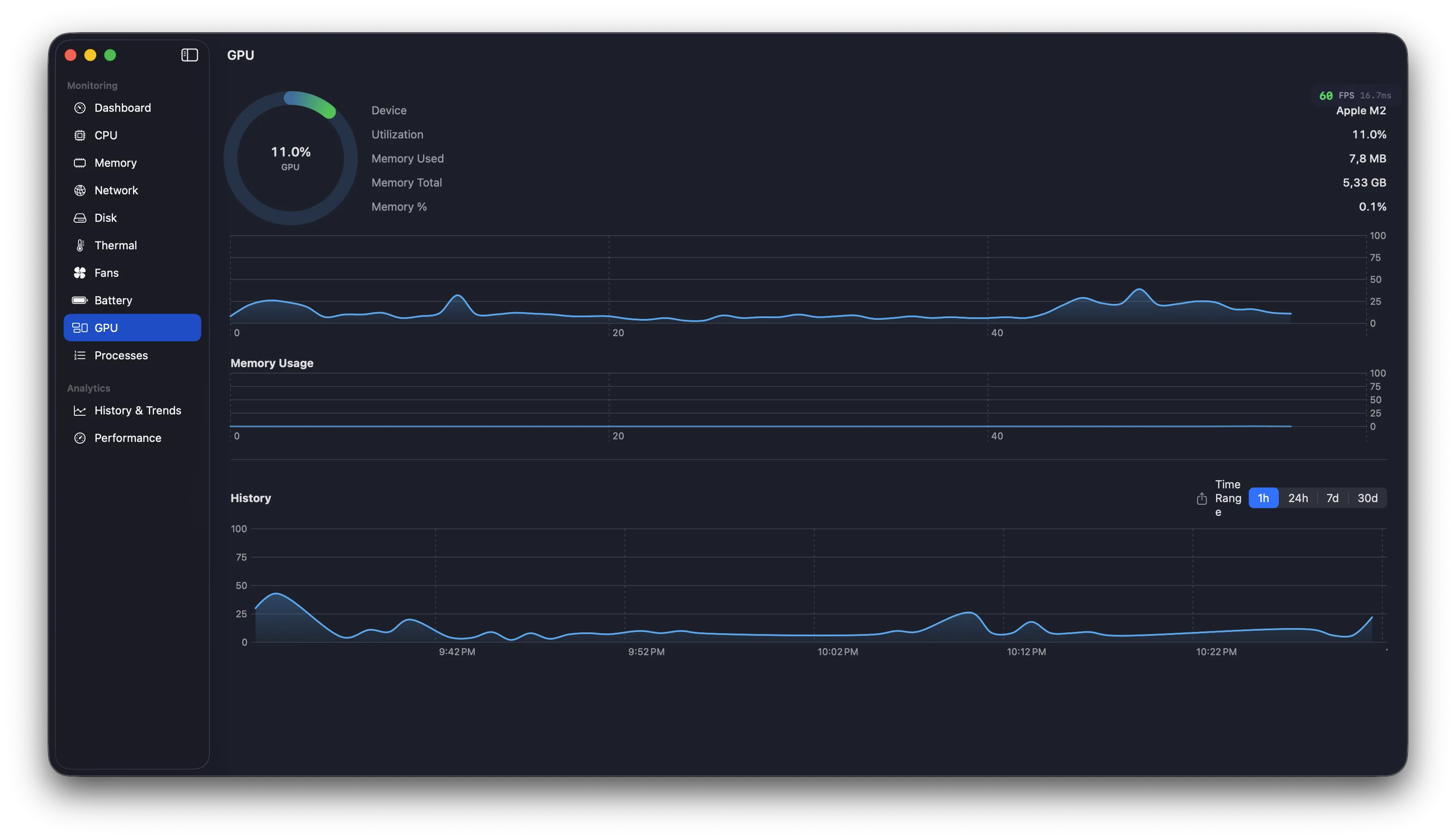 GPU module with utilization, memory, and device info
